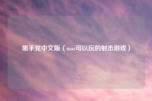 黑手党中文版（mac可以玩的射击游戏）