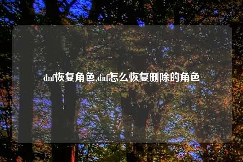 dnf恢复角色,dnf怎么恢复删除的角色