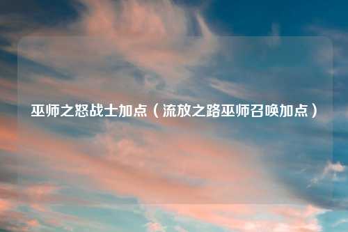 巫师之怒战士加点（流放之路巫师召唤加点）