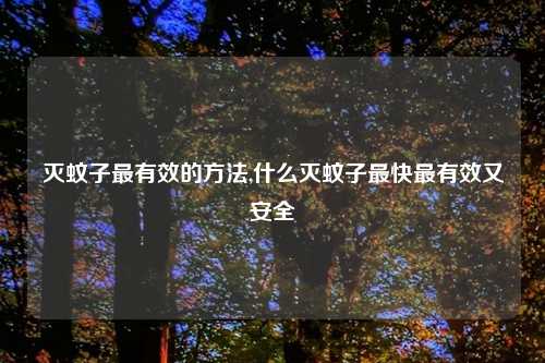 灭蚊子最有效的方法,什么灭蚊子最快最有效又安全