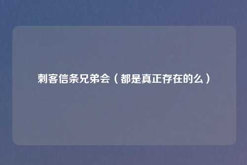 刺客信条兄弟会（都是真正存在的么）