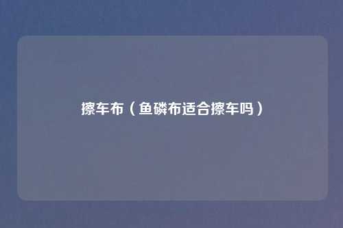 擦车布（鱼磷布适合擦车吗）