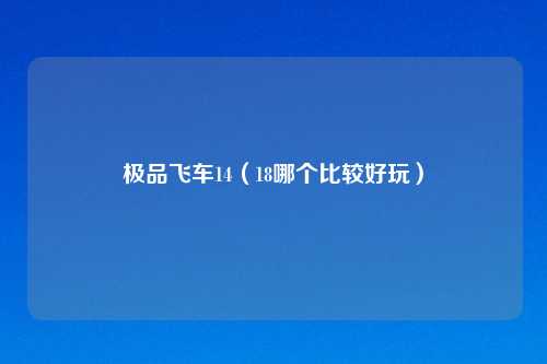 极品飞车14（18哪个比较好玩）