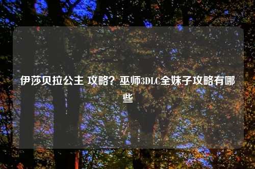 伊莎贝拉公主 攻略？巫师3DLC全妹子攻略有哪些