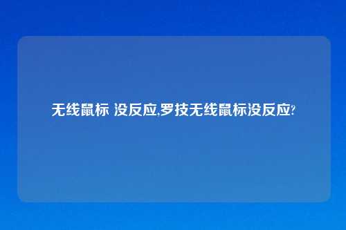 无线鼠标 没反应,罗技无线鼠标没反应?