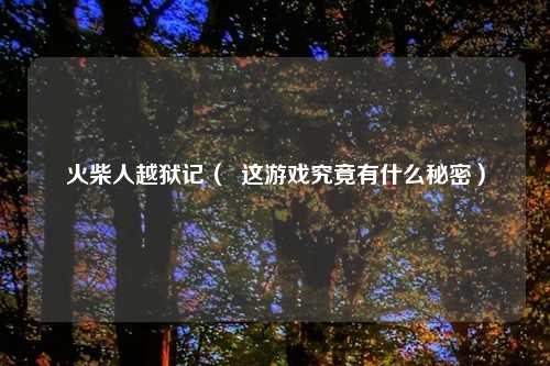 火柴人越狱记（  这游戏究竟有什么秘密）
