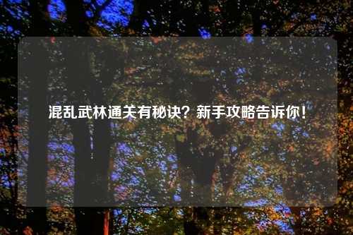 混乱武林通关有秘诀？新手攻略告诉你！