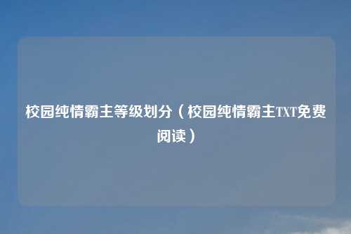 校园纯情霸主等级划分（校园纯情霸主TXT免费阅读）