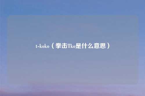 t-koko（拳击Tko是什么意思）