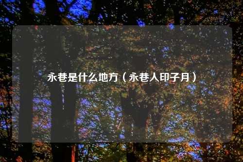 永巷是什么地方（永巷人印子月）