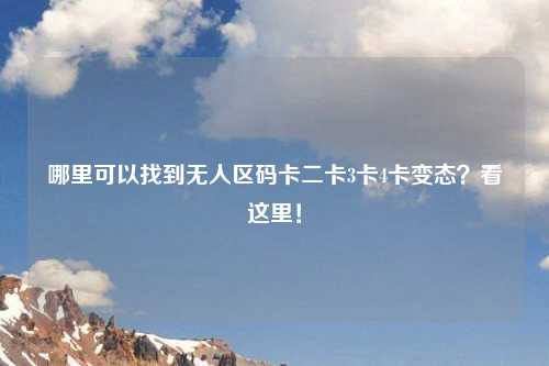 哪里可以找到无人区码卡二卡3卡4卡变态？看这里！