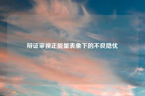 辩证审视正能量表象下的不良隐忧