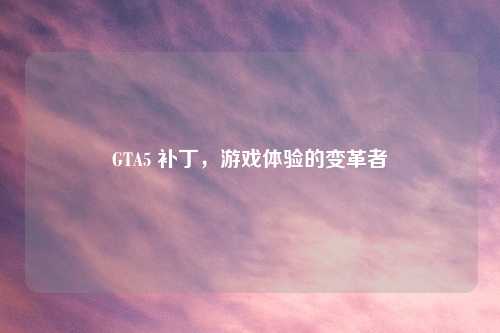 GTA5 补丁，游戏体验的变革者