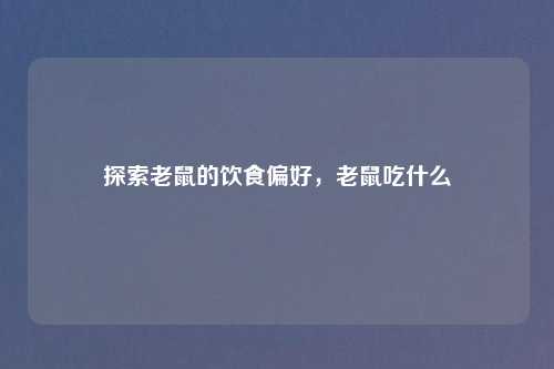 探索老鼠的饮食偏好，老鼠吃什么